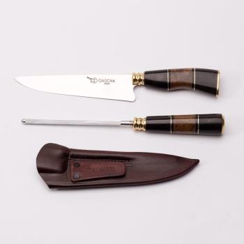 FACA ARTESANAL INOX GAUCHA KIT TRABALHADO 4007HF