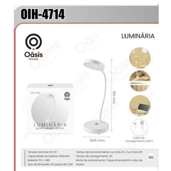 LUMINARIA RECARREGAVEL OASIS OIH-4714