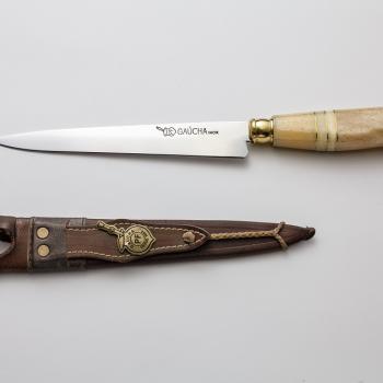 FACA ARTESANAL INOX GAUCHA CABO OSSO/METAL 20MO/BT