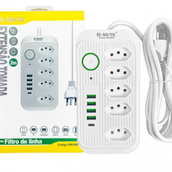 Extensão 5 Saídas Com Usb Tipo-c 127v/220v