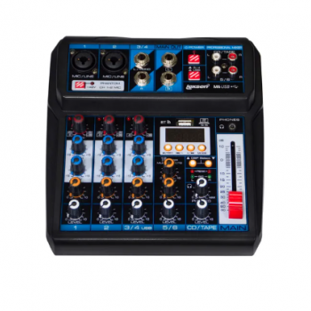 M6 - MESA DE SOM 6 CANAIS LEXSEN COM EFEITOS, USB E BLUETOOTH