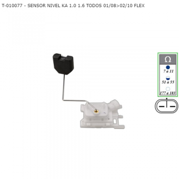 SENSOR NIVEL FORD KA 1.0 1.6 TODOS 01/08>02/10 FLEX SIMILAR: DS23116 SIMILAR: T010077 SIMILAR: VP8129