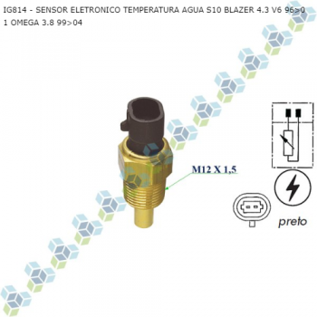 SENSOR ELETRONICO GM S10 BLAZER 4.3 V6 96>01 OMEGA 3.8 99>04 TEMPERATURA AGUA SIMILAR: IG814 SIMILAR: MTE4040