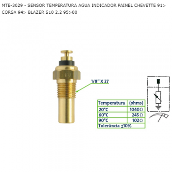 SENSOR TEMPERATURA GM CHEVETTE 91> CORSA 94> BLAZER S10 2.2 95>00 AGUA INDICADOR PAINEL SIMILAR: IG2013 SIMILAR: MARF8029 SIMILAR: VC3029