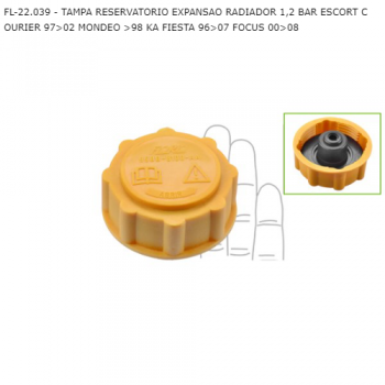 TAMPA RESERVATORIO FORD ESCORT COURIER 97>02 MONDEO >98 KA FIESTA 96>07 FOCUS 00>08 EXPANSAO RADIADOR 1,2 BAR SIMILAR: F39 SIMILAR: TR5055