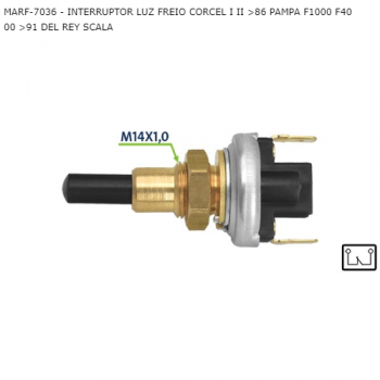 INTERRUPTOR LUZ FREIO FORD CORCEL I II >86 PAMPA F1000 F4000 >91 DEL REY SCALA SIMILAR: 3RHO373 SIMILAR: IM11140