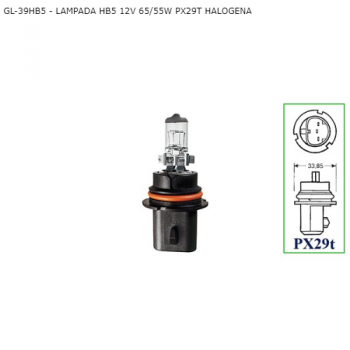 LAMPADA HB5 12V 65/55W PX29T HALOGENA SIMILAR: GL39HB5