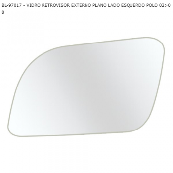 VIDRO RETROVISOR VW POLO 02>08 EXTERNO PLANO LADO ESQUERDO SIMILAR: EB285