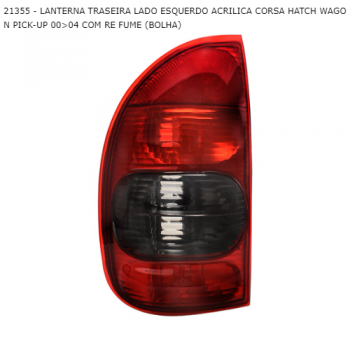 LANTERNA TRASEIRA GM CORSA HATCH WAGON PICK-UP 00>04 COM RE FUME (BOLHA) LADO ESQUERDO SIMILAR: 21355