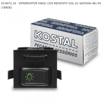 INTERRUPTOR FAROL VW GOL G1 SANTANA 88>95 (VERDE) COM REOSTATO SIMILAR: IM11164 SIMILAR: 011040