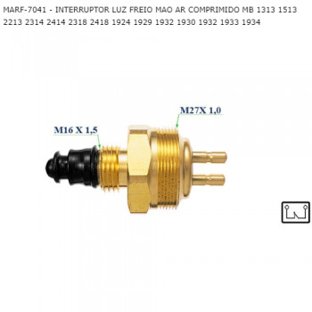 INTERRUPTOR LUZ FREIO MERCEDES-BENS 1313 1513 2213 2314 2414 2318 2418 1924 1929 1932 1930 1932 1933 1934 MAO AR COMPRIMIDO MB SIMILAR: 3RHO360 SIMILAR: MARF7041