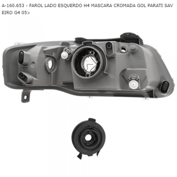 FAROL VW GOL PARATI SAVEIRO G4 05> LADO ESQUERDO H4 MASCARA CROMADA SIMILAR: A160653 SIMILAR: FW452LE
