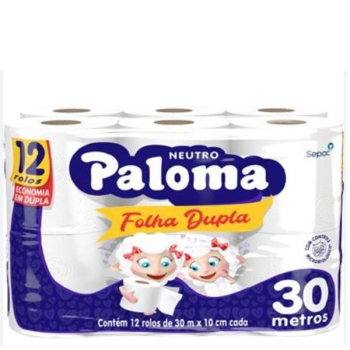 PAPEL HIG.F.D NEUTRO PALOMA 30MT 12 ROLOS
