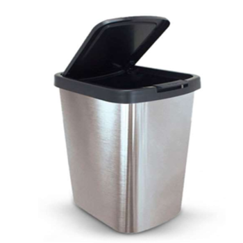 LIXEIRA PL C/TPA CLICK PRATA ARQPLAST 9L