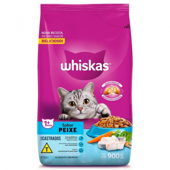 WHISKAS P/GATO ADULTO CASTRADO PEIXE 900G