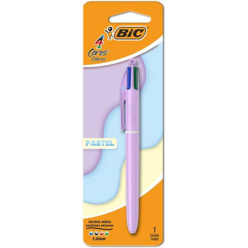 CANETA BIC 4 CORES PASTEL DECOR C/1