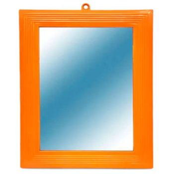 ESPELHO COM MOLDURA PLASTICA LARANJA-N16