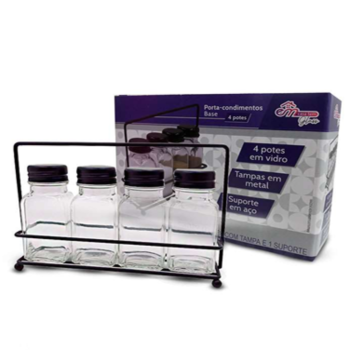 PORTA TEMPERO BASE 4 POTES BLACK-16102