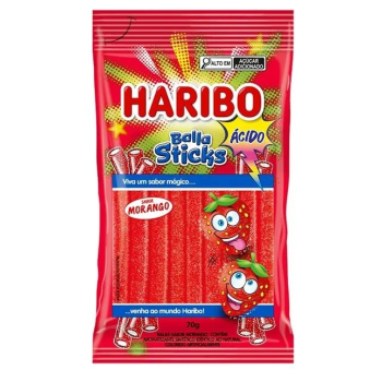 HARIBO BALA STICKS MORANGO ACIDO 70G