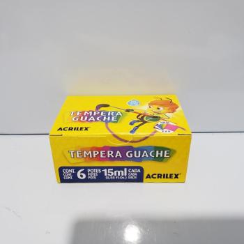 TINTA GUACHE ACRILEX 6 CORES 15 ML PT/0012/UN