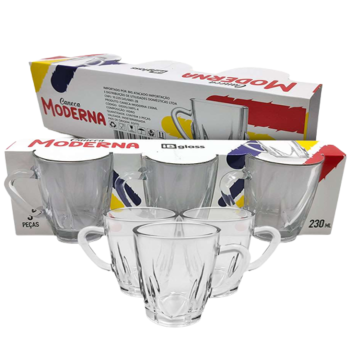 CANECA VID 230ML MODERNA C/3-G9205/3WFS