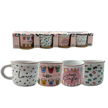 CANECA DECORADA 60ML 4PCS-A07552