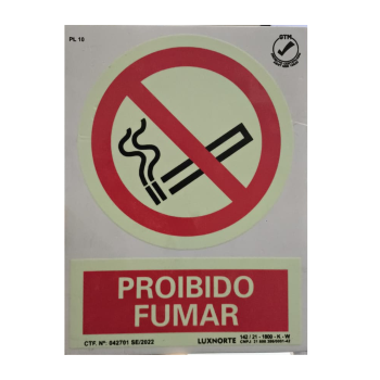PLACA PVC 15X20cm LUXNORTE BR-PL10 (PROIBIDO FUMAR)