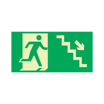 PLACA FOT.ANTICH 12X24cm ABNT LUXNORTE -VD- LS37- SAÍDA  DIREITA DESCENDO ESCADA