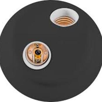 BOCAL PLAFON PLASTICO P/ 2 LAMPADAS PRETO