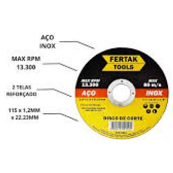 DISCO DE CORTE INOX 115X1.2X22MM FERTAK