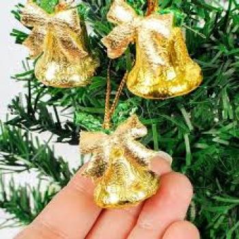 Pendente Sino Laço com Gliter 6 Peças 5 cm Natal