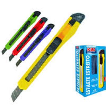 Estilete Estreito 9mm PlásticoCores Sortidas  Kaz