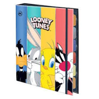 Fichário 4 Furos Argolado Colegial com Elástico 48 Fls Looney Tunes