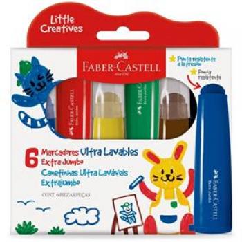 Caneta Hidrográfica Jumbo 6 Cores Laváveis Linha Creatives - Faber-Castell