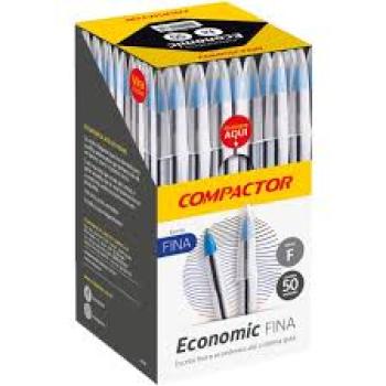 Caixa de Caneta 0.8 Compactor Economica Fina Vermelha com 50 Unidades