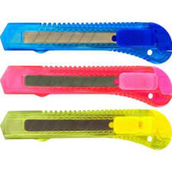 Estilete Largo Plastico Cores Sortidas 18mm Kaz