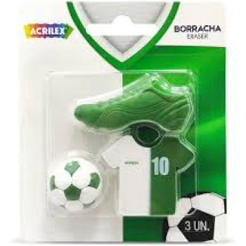 Borracha Decorada Futebol  Verde/Branco- Acrilex