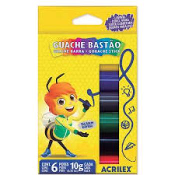 Tinta Guache, Acrilex, Em Bastão, 06 Cores 10g cada Acrilex