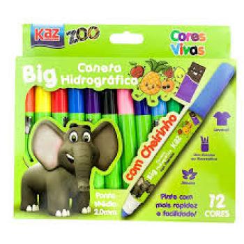 Canetinha Hidrográfica Big 12 Cores Com Cheiro Lavável KAZ