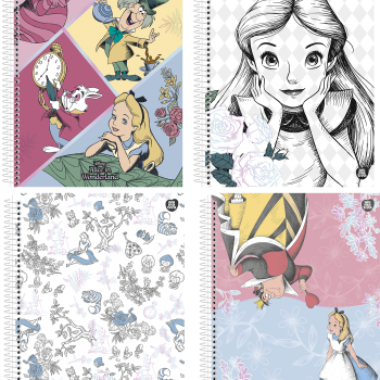 Caderno Universitário 1M CD B/A 80F Alice in Wonderland (2025)- Animativa Valor por Unidade