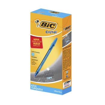 Caneta Esferografica Bic 0.7 Cristal Ultra Fina Fashion Azul Turqueza - unidade