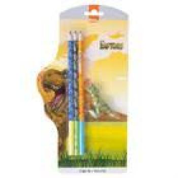 Kit escolar, Raptors, 3 Lápis Estampados HB + Borracha, BRW