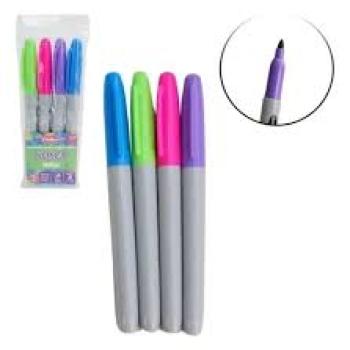 Caneta Permanente 04 Pças Ponta Redonda Tropical