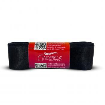 Fita de Cetim Tecida 10mx 30mm Preto- Cinderela