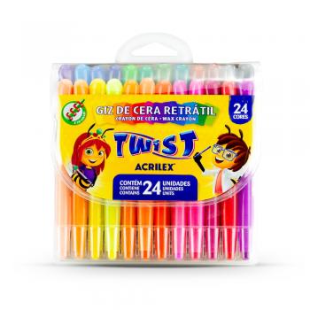Giz de Cera Twist Retratil com 24 Unidades- Acrilex*