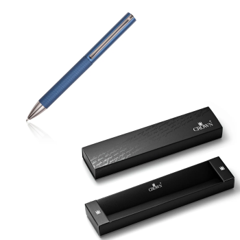 Caneta Crown Athenas Easferografica  Azul AZUL com Clip Fume