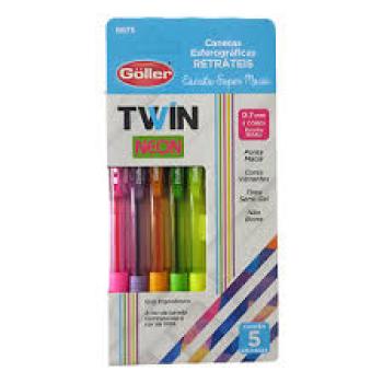 Caneta Esferografica 4 Pçs 0,7mm Twin Office Goller