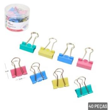 Mini Prendedor de Metal 3cm 24 Peças Colorido
