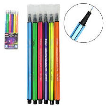 Canetas Hidrográficas 0.4mm Ponta Super Fina 6 Cores Neon - Goller