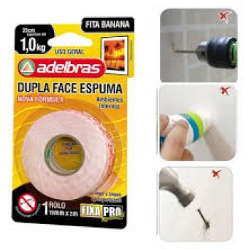Fita Dupla Face de Espuma 19mm x 2mSuporta 1k Fita Banana Aldebras